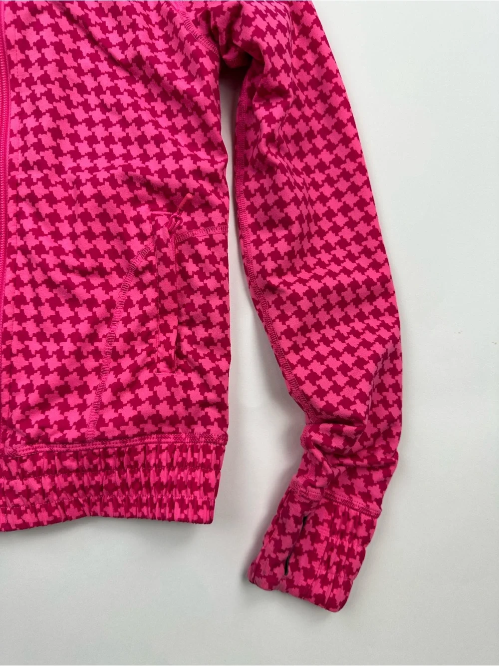 Ivivva Girls Reversible Pink Houndstooth Reversible Full Zip Jacket Size 8